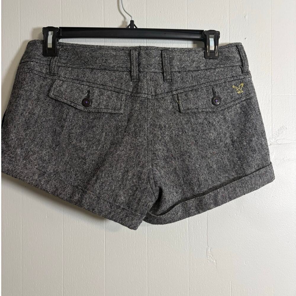 American Eagle Outfitters 12 Y2K Low Rise Cuffed Wool Shorty Shorts - Picture 4 of 4